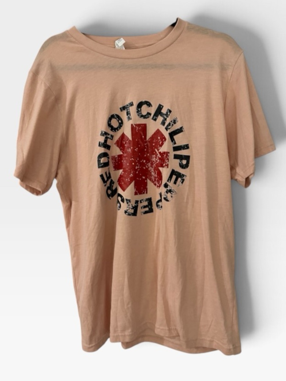 TC Peach Short Sleeve Band Tee with Red & Black Graphic